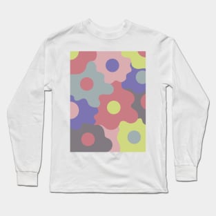 Retro Groovy Egg Flowers - Soft Summer Seasonal Color Palette Long Sleeve T-Shirt